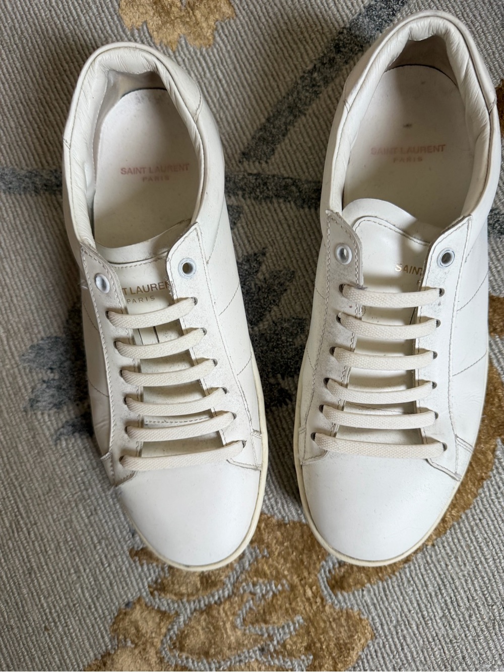 Men’s Saint Laurent White Leather Low-Top Sneakers size 41